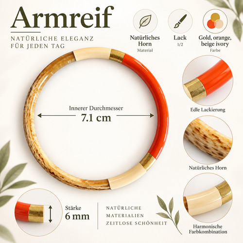 Naturhorn armreif gold orange - naturhorn,